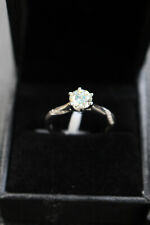 1 ct Simulated Diamond in White Gold Plated 925 Silver Ring Size P 1/2 UK Seller