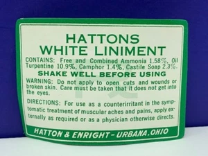 Drug store pharmacy ephemera label advertising Hatton Enright Urbana Liniment OH - Picture 1 of 2