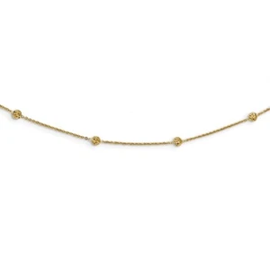 Real 14K Yellow Gold Polished Tiny Puffed Circles 15-Station Necklace - Picture 1 of 6