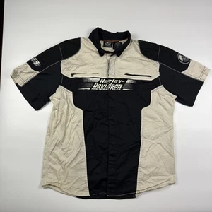 Harley Davidson camicia uomo XL bianca nera maglia ascella manica corta bottoni a pressione - Foto 1 di 6