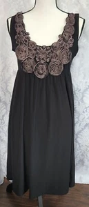 Womens Nic & Dom Black Sleeveless Stretch Dress Size L NWT Textured Floral Bust - Picture 1 of 6