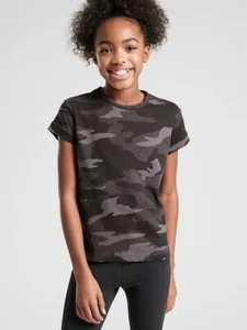 Athleta Girl Black Camo Printed Daily Tee Shirt NWT Various Sizes - Picture 1 of 3
