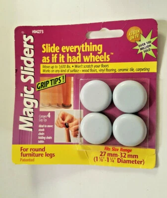 MAGIC SLIDERS Pack Of 4 NEW 1 1/8-1 1/4 27mm-32mm Floor Protectors Wood Vinyl  - Image 1 of 2