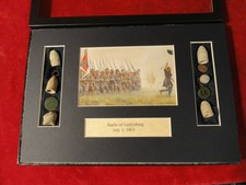 CIVIL WAR ERA BATTLE OF GETTYSBURG RELIC DISPLAY W/ PRINT-PICKETTS CHARGE-7-3-63