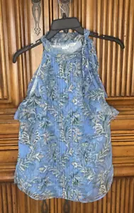 Veronica Beard Womens Top Size 2 Blue Paisley Ruffle Boho Dainty Flowing - Picture 1 of 13