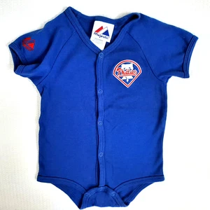 Majestic Bodysuit Baby Size 18M MLB Philadelphia Phillies Baseball Blue Short SL - Picture 1 of 11