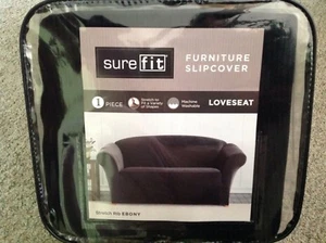 Ebony SURE FIT loveseat furniture slipcover Stretch  RARE discontinued NIP - Picture 1 of 4