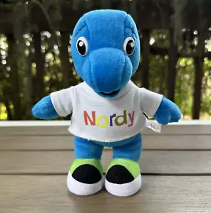 Nordstrom Plush Nord Blue Dinosaur Stuffed Animal 7" White Shirt Shoes Preowned - Picture 1 of 9