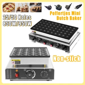 Comercial 25/50 agujeros antiadherente eléctrico Poffertjes fabricante holandés de panqueques nuevo - Imagen 1 de 11