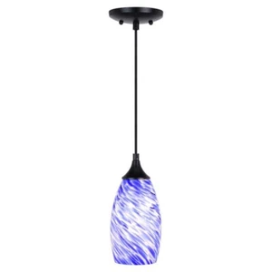 Vaxcel Milano 5" Mini Pendant, Azzura Glass Matte Black/Azurra Glass - P0384 - Picture 1 of 1