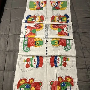 Vintage 1980's CHRISTMAS TOYS Cranston Fabric Panel Cut & Sew 6 Colorful Toys - Picture 1 of 6