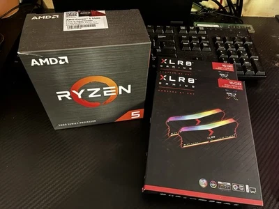 PNY XLR8 Two Kits Of 16GB (2x8) - 32GB Total and Ryzen 5 5500 CPU w/Heatsink/Fan - Image 1 of 3