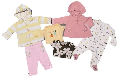 Carters Yellow Pink Baby Girl Bundle Set Of 6 Set 3M Jackets Sleepers 0-3M 3-6M - Image 1 of 4