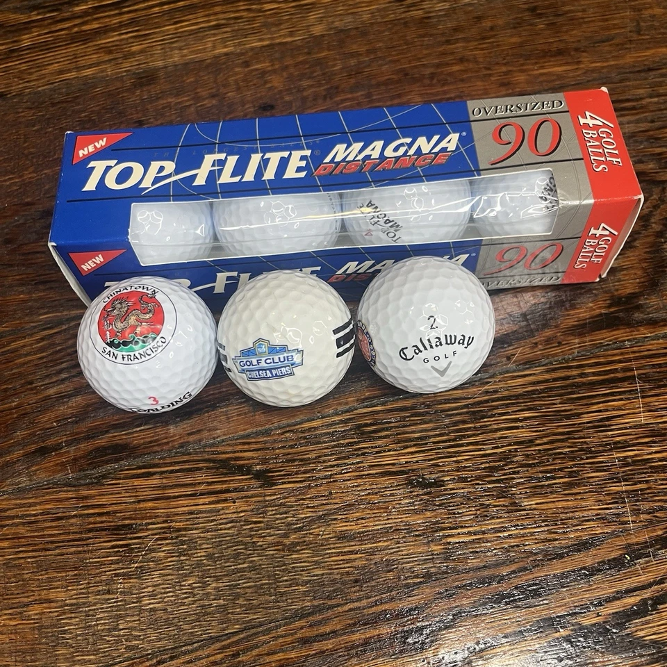 Bolas de golfe vintage Top Flite Magna distância tamanho grande 90 (4) bolas totais 7 total - Imagem 1 de 4
