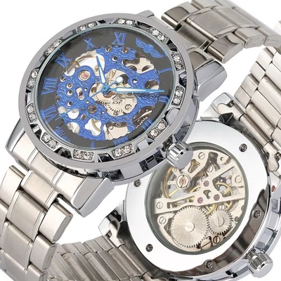 Winner Men's Mechanical Wristwatch Transparent Dial with Skeleton Roman Numerals - Image 1 of 4