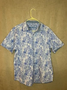 ROBERT GRAHAM Men's Short Sleeve Premium Shirt Embroidered, Blue ~SZ:XL Pristine - Picture 1 of 9