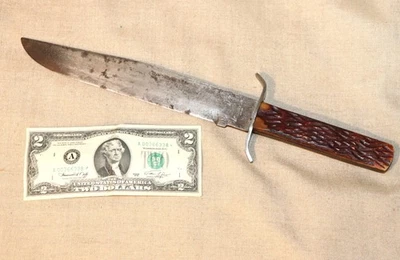 Cuchillo Bowie palillo de dientes 14" Ideal Products Arkansas mango hueso de colección Foto 1 de 4