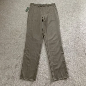 Pantalones Ermenegildo Zegna 100 % lana frente plano beige topo 34 dobladillo crudo Italia nuevos con etiquetas - Imagen 1 de 13