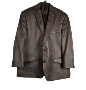 Michael Kors Mens Faux Suede Sports Coat Jacket 46R Blazer Brown Single Vent EUC - Picture 1 of 8