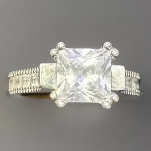 Klassischer Ring 925 Sterling Silber Radiant Cut Jeulia - Bild 1 von 9