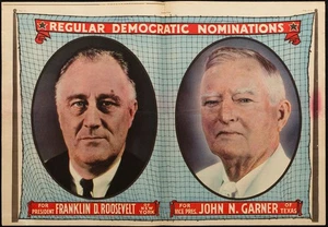 1936 Präsidentschaftskampagne Poster FDR John N Garner Demokratische Partei Sonntag Nachrichten - Bild 1 von 1
