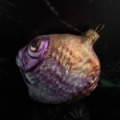 Christopher Radko 1990 adorno de peces tropicales 4" lila/aqua/naranja retirado Foto 1 de 4