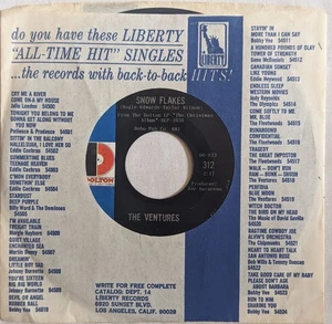 Ventures SNOW FLAKES/ SLEIGH RIDE christmas instrumental 45 RPM 7" Dolton 312 - Picture 1 of 4