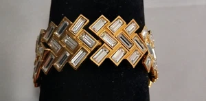Vintage SWAROVSKI Gold Tone and Rhinestone Bracelet - Picture 1 of 13