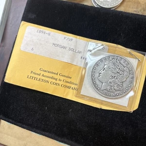 1894-S $1 MORGAN SILVER DOLLAR F/VF Vintage Littleton Envelope - Picture 1 of 13