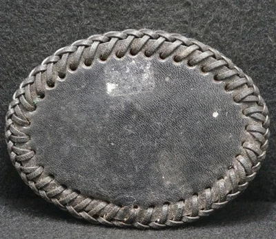 XB17152 SWEET VINTAGE 1970s **BLANK** LEATHER FASHION ARTWORK UNISEX BELT BUCKLE - Image 1 of 2