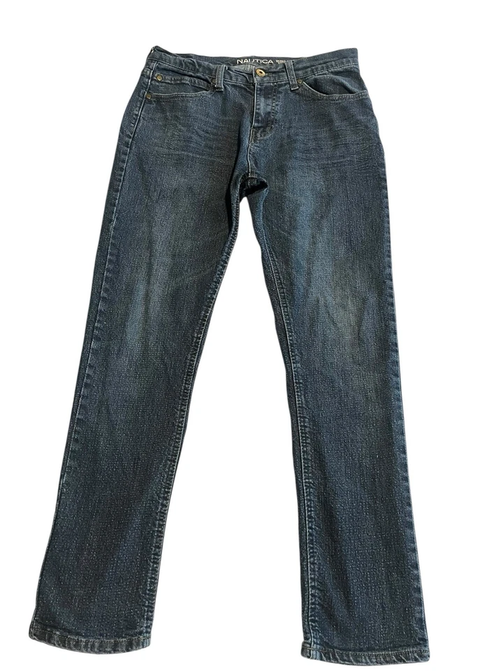 Pantalones de mezclilla Nautica Jeans para niños talla 18 ajustados elásticos azul oscuro pierna cónica Foto 1 de 4
