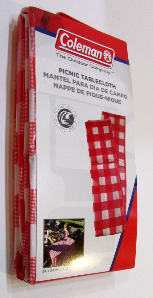 Nuevo mantel de picnic vintage 2013 Coleman 54x84 rojo blanco a cuadros de plástico Foto 1 de 3