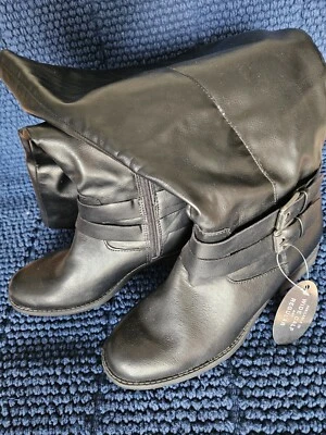 Женские черные сапоги для верховой езды Style & Co Maliaa с широкой икрой с пряжкой размер 8 - Изображение 1 из 4