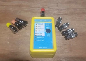 Coax Tester 4 Color Coded F remotes 4 BNC Adaptiors & 1 F adapter - Picture 1 of 2