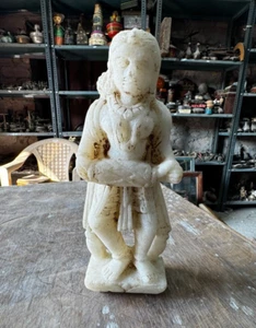 Antique Old Hand Carved Marble Stone Goddess Playing Musical Sculpture Fingering - Picture 1 of 9