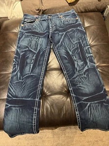 True Religion Ricky Super T Mens Jeans 42x34 Thick Stitch Jeans Made In USA RARE - Picture 1 of 15
