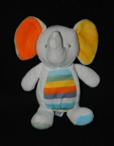 Peluche doudou éléphant TEX BABY gris jaune orange 16 cm NEUF - Picture 1 of 1