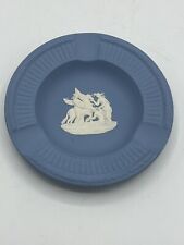 Wedgwood Blue Jasperware 4.5" Round Pegasus Ashtray Trinket Dish England Vintage