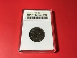 Rare Wisconsin Extra High Leaf Error Quarter Graded NGC MS 66 Early Holder ! - Picture 1 of 4