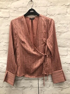 Topshop Rose and black Wrap Over Top Size 6 - Picture 1 of 4