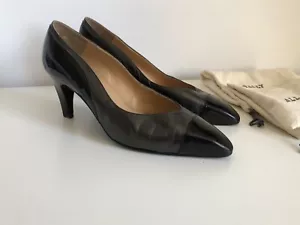 Bally Switzerland Raquel Heeled Shoe Leather Black/Grey Size 8 - Picture 1 of 12