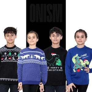 Kinder Unisex Weihnachtsbär Baum Dinosaurier Neuheit Retro Pullover Pullover 3-13 Jahre - Bild 1 von 26