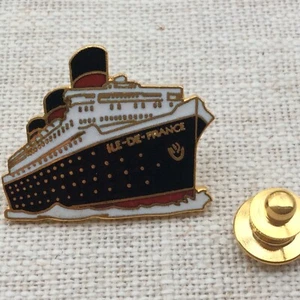 Pin's Folies ❤️French Vintage Enamel Tablo CGM The French Line Ile de France - Picture 1 of 2