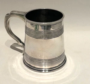 ANTICA TANKARD VITTORIANA ELKINGTON Argento 1866 -piatta - Foto 1 di 5