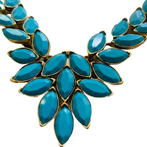 Oscar De La Renta Blue Turquoise Statement Necklace Signed Oh La La Bohemian - Picture 1 of 15
