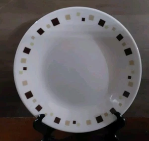 Corelle Geometric Bread & Butter Plates Dessert Round Brown Tan Green 3pc 6.75'' - Picture 1 of 4