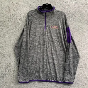 LSU Jacket Mens Size Large Quarter Zip Gray Purple Tigers NCAA - Picture 1 of 8