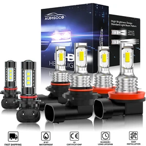 For 2015-2021 Ford F-150 Front LED Light Bulb Hi/Lo Beam + Fog Light Bulbs 6000K - Picture 1 of 12
