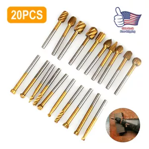 For Dremel Tool Steel Rotary Burrs High Speed Wood Carving Drill Bits Tool#20Pcs - Picture 1 of 4