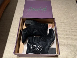 BRAND NEW BLOWFISH MALIBU SHOES UK 3 FAUX LEATHER BOOTS TAUNT BLACK W/BOX - Picture 1 of 9